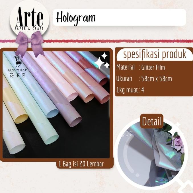 

6.6 20 Lembar Kertas Cellophane Wrap Buket Bunga Premium Hologram P.Bln