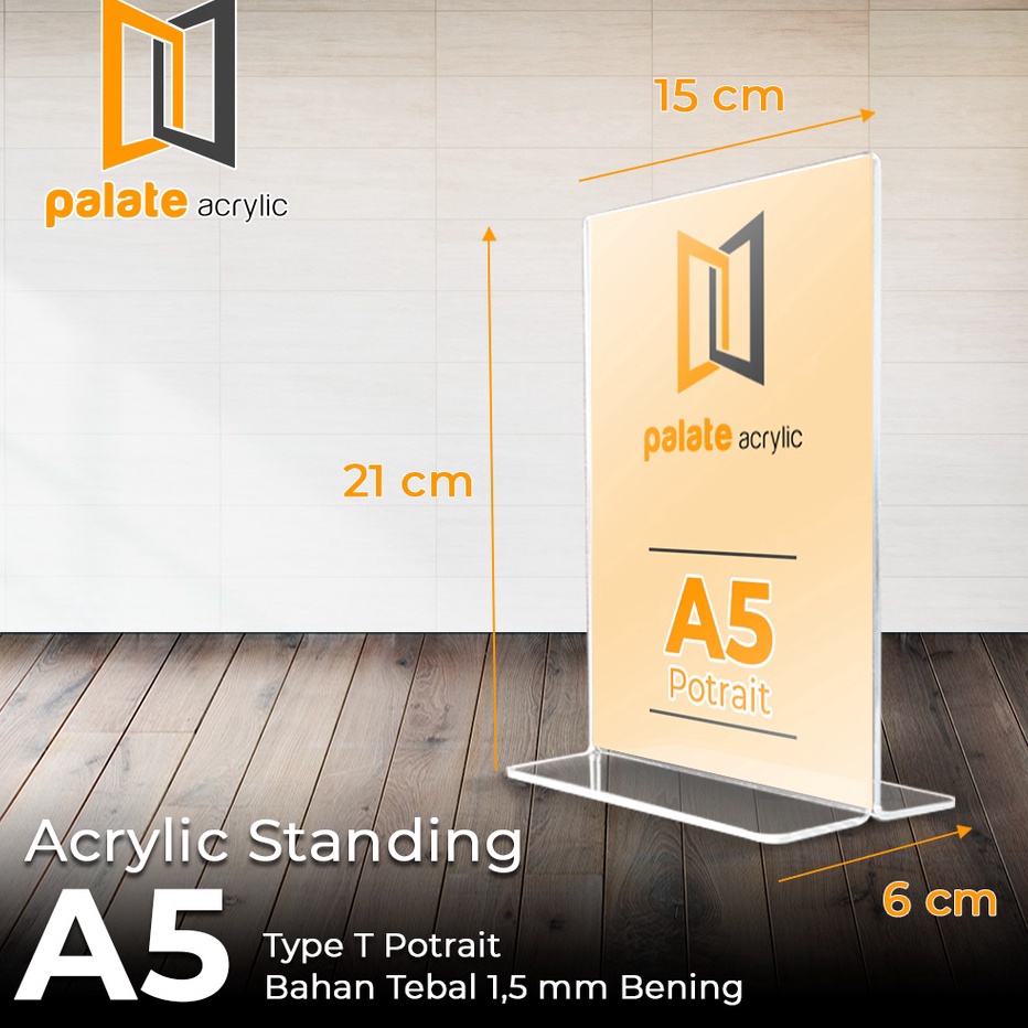 

QVSP5730 sTOK SIAP 【COD AKRILIK DISPLAY A5 T PORTRAIT / TEMPAT BROSUR/ TENT CARD ACRYLIC 1.5MM