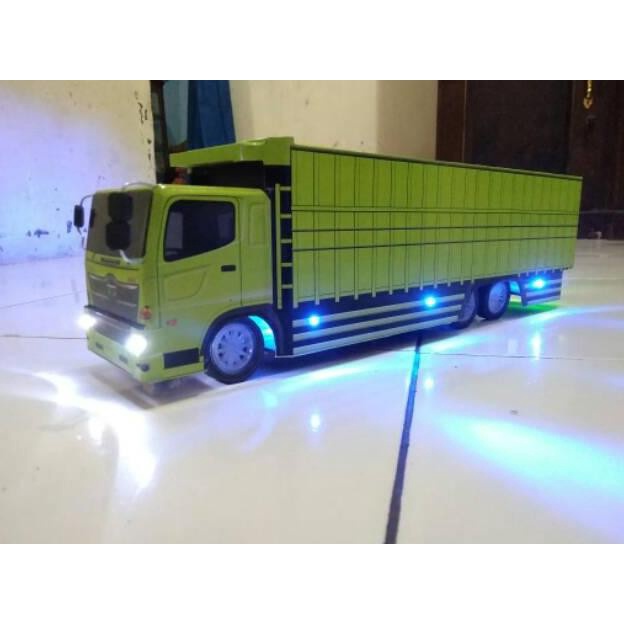 PROMO MINIATUR TRUK HINO 500 TRONTON REMOT CONTROL VARIASI LAMPU TERLARIS