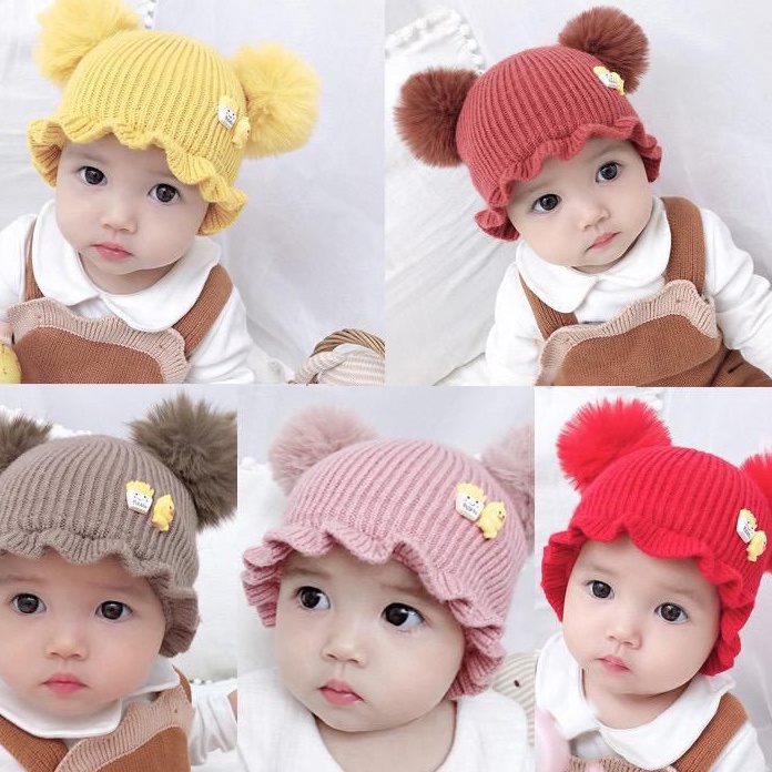 TWGY8786 (D2289) 【TOKO1234.】1KG 17PCS TOPI RAJUT BUCKET UNISEX/ BAHAN WOL LEMBUT HIASAN POMPOM /KUPL