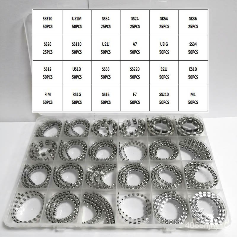 ✅&1075pcs 24Values  SMD SS310 SK54  SS110 1N5822 1N4007 ES1J FR107 M1 SR2100 1N5817 SS16 S1M S2M SMA