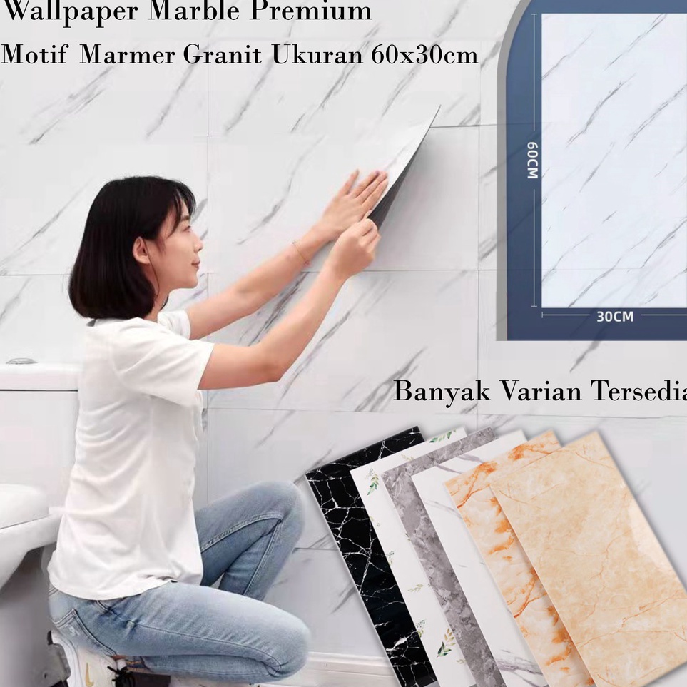 Murah Banget Wallpaper Lantai Dinding Marble Foam Premium Motif Marmer Granit Vinyl Ukuran 60x30cm Seller