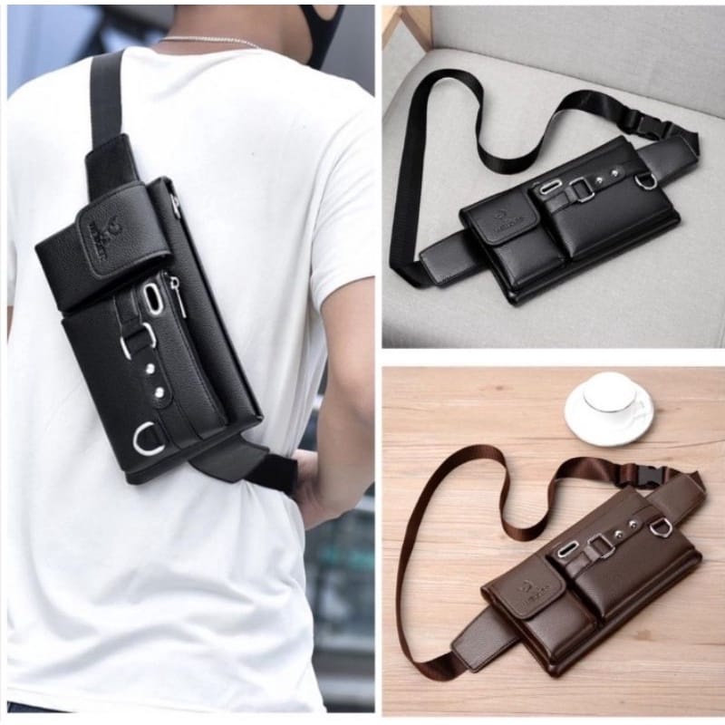 STORE (PAKET BUNDLING) Tas Selempang Ravens Waist Bag Egsy- PU Leather / TAS Ravens Egsy/ Premium wa