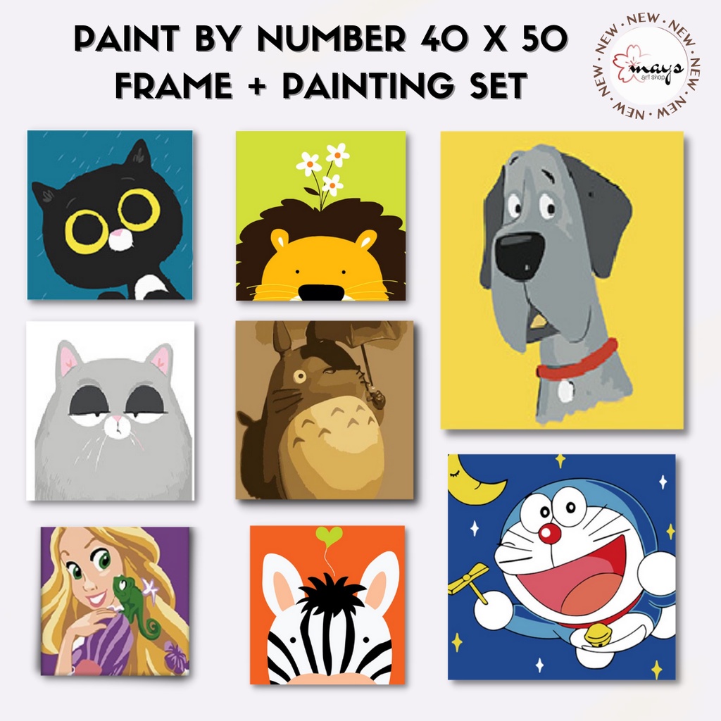 

A14 TER MURAH PAINT BY NUMBER SET LUKIS CANVAS 20 X 20 CM MAINAN EDUKASI / DIY PAINTING KIT ANIMAL
