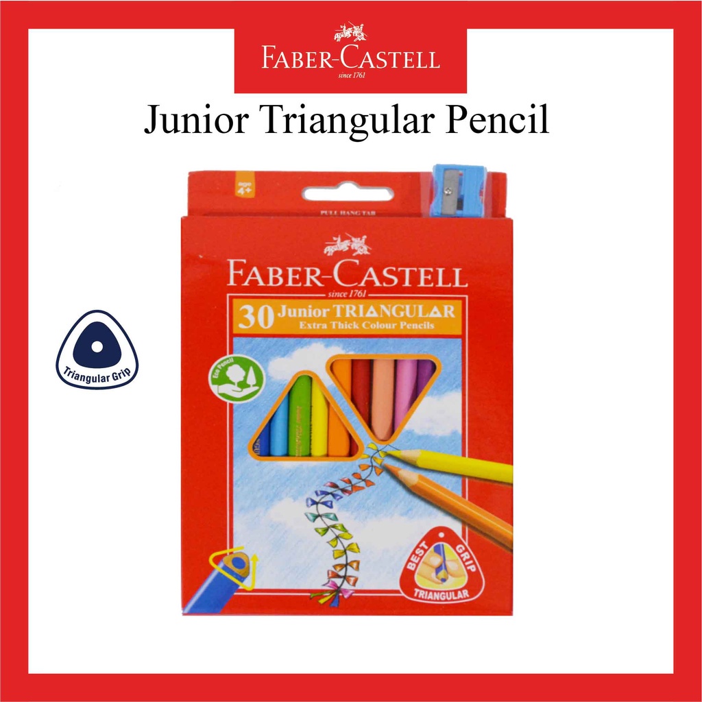 

VKK PENSIL WARNA FABER CASTELL JUNIOR TRIANGULAR COLOUR PENSIL 30 WARNA UNTUK ANAK TK GRATIS RAUTAN