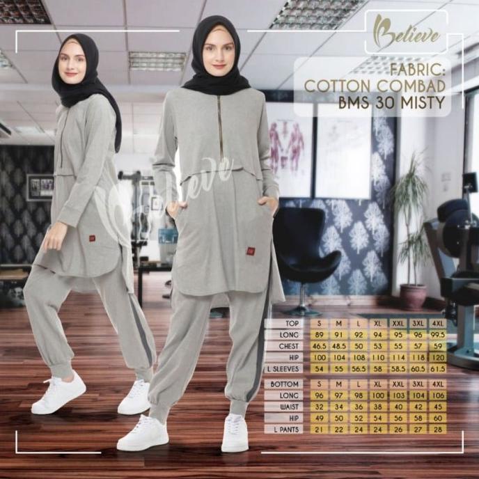 Baju Olahraga Muslimah + Believe BMS 30 + Setelan Olahraga Original