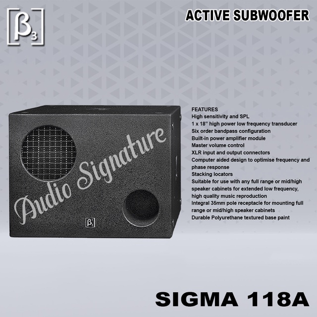 Speaker Subwoofer Aktif 18 Inch BETA 3 THREE SIGMA 118-A Original