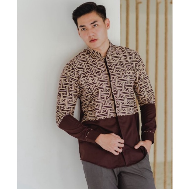 MURAH. Kemeja Batik Pria NUC.ID Ali 05 (Kopi-Motif Latte)