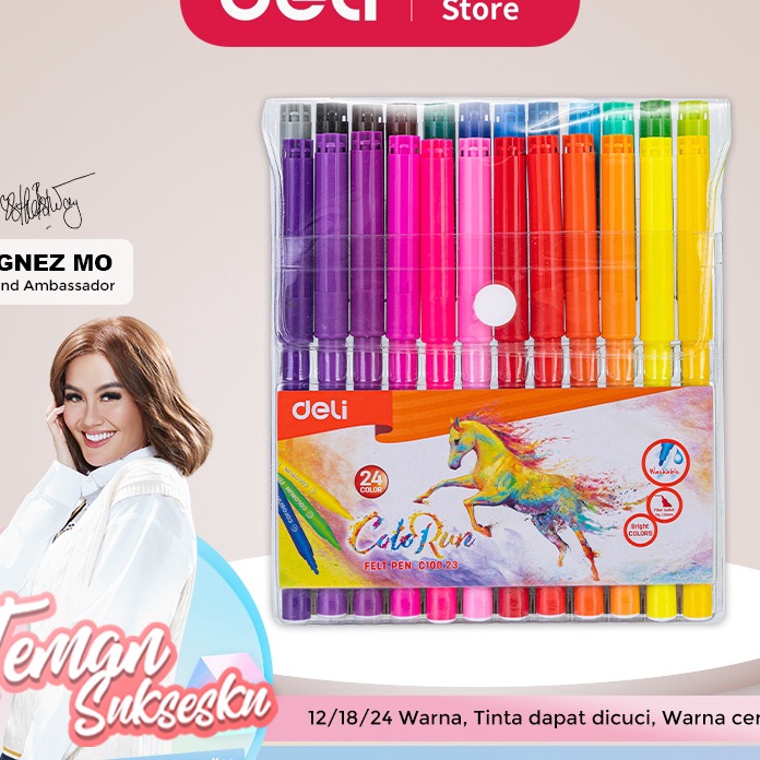 

JYTJ3419 COD Deli Spidol Warna - Felt Pen dapat dicuci 1.0mm 12/18/24 Warna EC10023