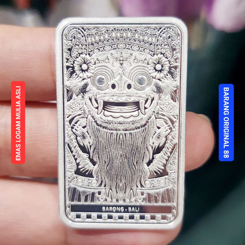 PERAK ANTAM BATANGAN ASLI MURNI ORIGINAL INDONESIAN HERITAGE GAMBAR BARONG BANGKUNG BALI 999.5 99.99