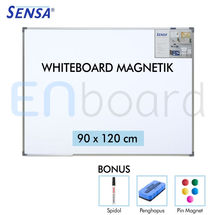 

Best Seller Papan Tulis Whiteboard Gantung Magnet Single Face Sensa 90 X 120 Cm