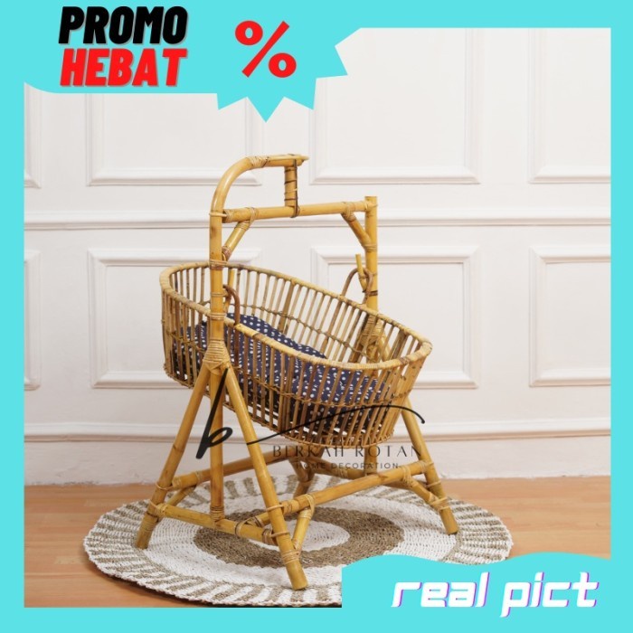 Best Seller Tempat Tidur Ayunan Bayi Rotan Alami Laki-Laki Dan Perempuan