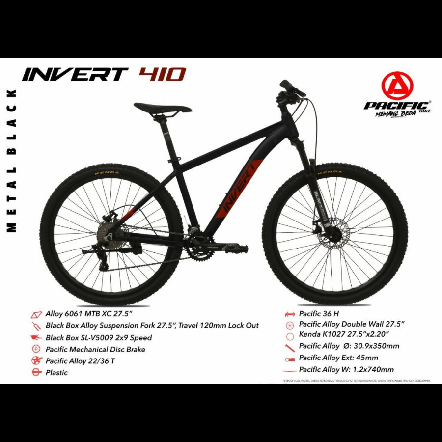 sepeda gunung 27" PACIFIC INVERT 410 ALLOY 2x9 SPEED