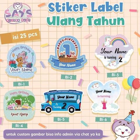 

Sale Cetak Stiker Label Ulang Tahun / Birthday Sticker Custom (Isi 25Pcs)