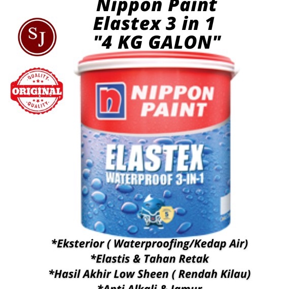 TREN TERBARU. Cat Elastex 4kg / Elastex 4 kg / Nippon Paint Elastex 4kg Galon / Cat Pelapis Anti Boc
