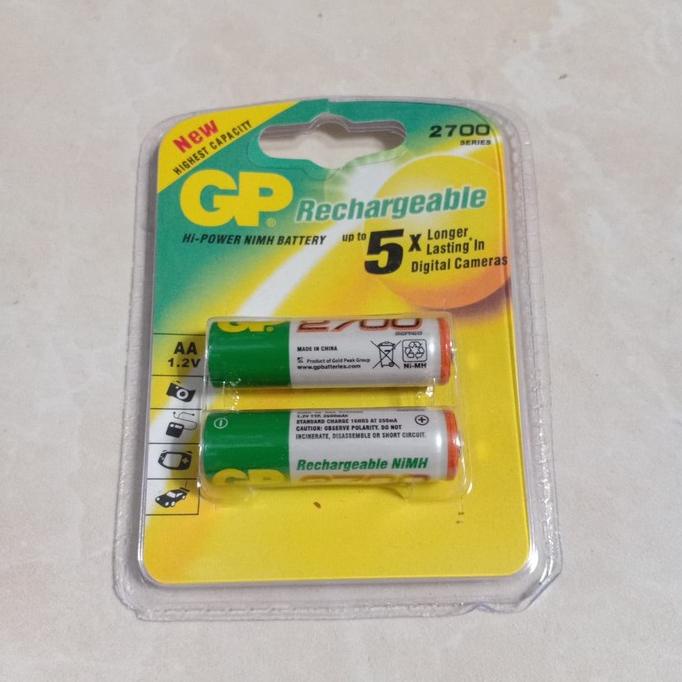 New Isi 2 Pcs Batere Gp Rechargeable Aa / Baterai Gp Cas Aa A2