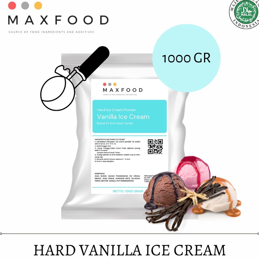 

♔ XI 9623 MAXFOOD - Hard Ice Cream Vanilla / Bubuk Es Krim Rasa Vanilla 1 Kg Di⚡kon !! ♫