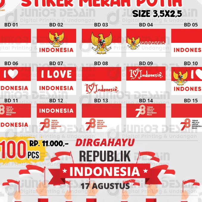 

ㄷ LXXX 10899 Sticker Pipi Merah Putih ISI 100PCS | Tempelan Pipi Bendera TERMURAH >XG34448< ♟