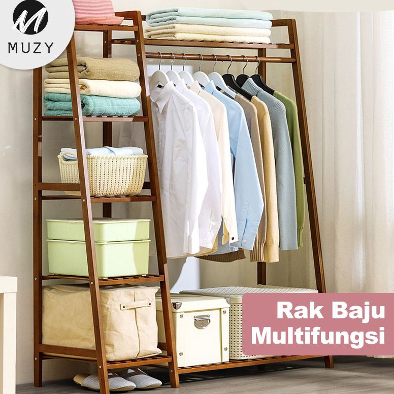 MENARIK. Muzy Rak Baju Celana Serbaguna Stand Hanger Jemuran Portable Lemari Pakaian Praktis HSH202