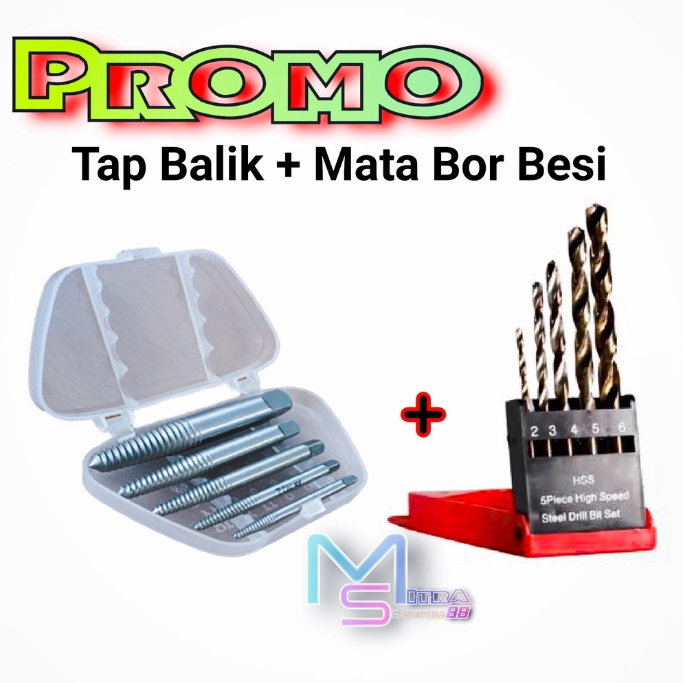 SALE TERBATAS. PROMO Screw Extractor Set 5pc K55 Tap Balik alat tap bolak balik baut tap mur tap mat