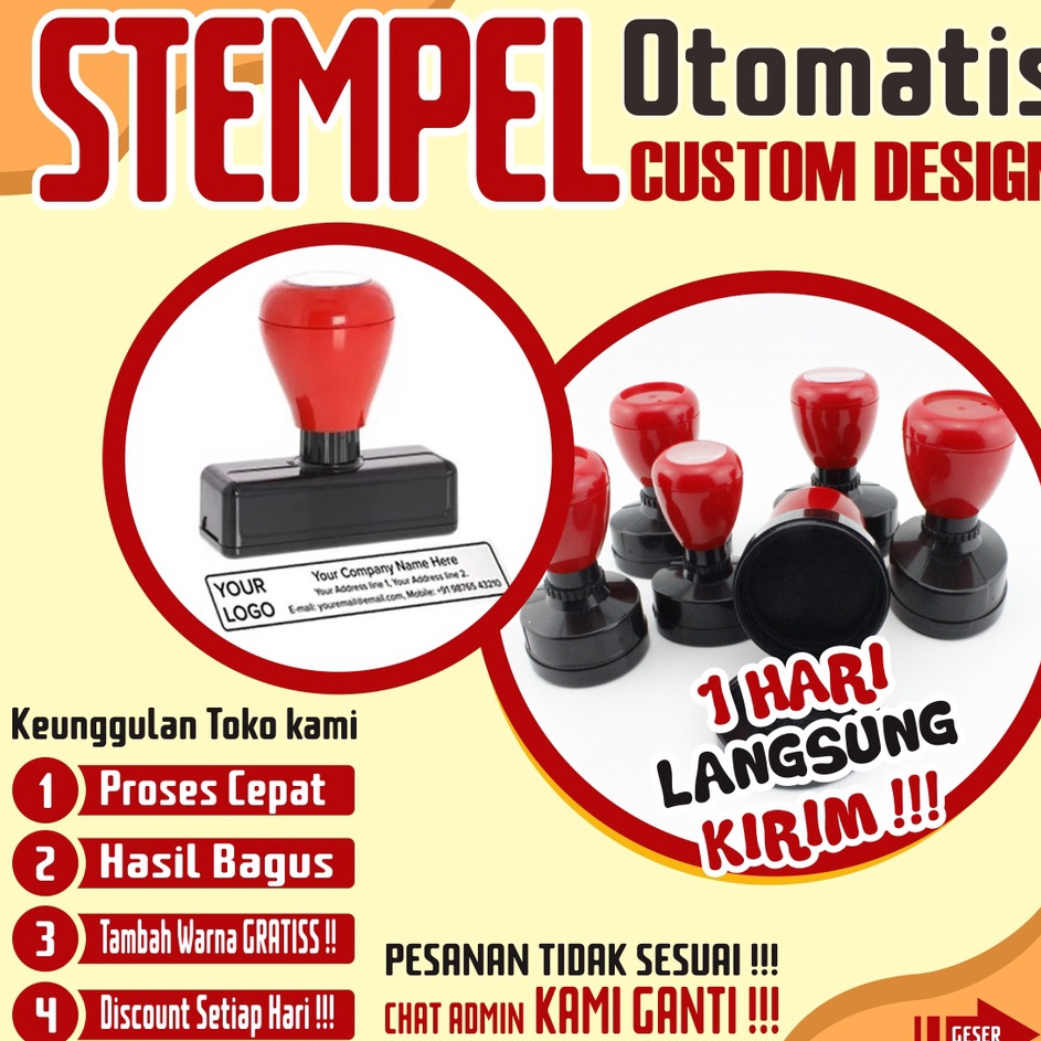 

KDFC0530 COD Stempel, stempel otomatis desain custom, free tambah warna