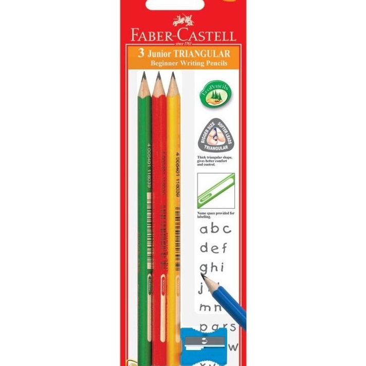 

RQBB2080 [PROMO MURAH!!!] Pensil Set Faber Castell Junior 2B (Triangular) + Rautan / Pensil Anak TK / Pensil Belajar Menulis
