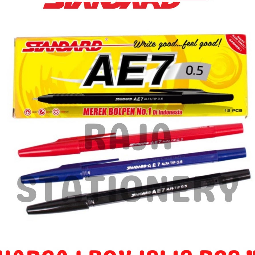 

MXNN5699 XG34448 STANDARD BALL PEN AE7 BLACK BLUE RED 0.5 / BOLPEN PENA PEN STANDARD AE7 HITAM BIRU MERAH 0.5 [12PCS]