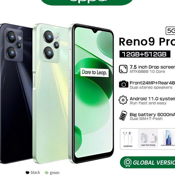 ✵Grosir..✵ 【Terbaru 2023 hp promo】OPPO Reno 9 Pro handphone original murah Smartphone 7.3inci Phone 5G android 12.0 ponsel Dual SIM 12GB+512GB COD | hp reno 8| reno 7| reno 6|