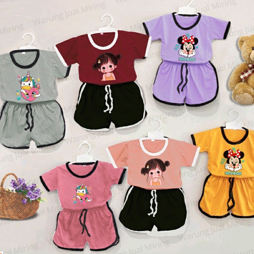 ㄷ CC 7929 Setelan Anak CHUPA 0-4 Tahun Karakter Print Kartun Set Atasan Baju Bawahan Celana Kaos Spa