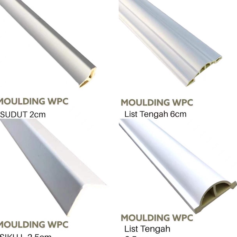 TERBAIK. Wallmoulding bahan WPC panjang 4m putih / Lis moulding WPC tanpa perekat europa style//ster