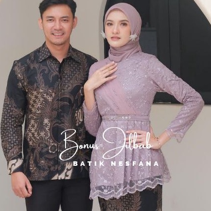 12.12 MALL Batik Couple Kebaya Modern Kebaya Tunangan Lamaran Baju Wisuda Batik Brukat Terbaru grosi