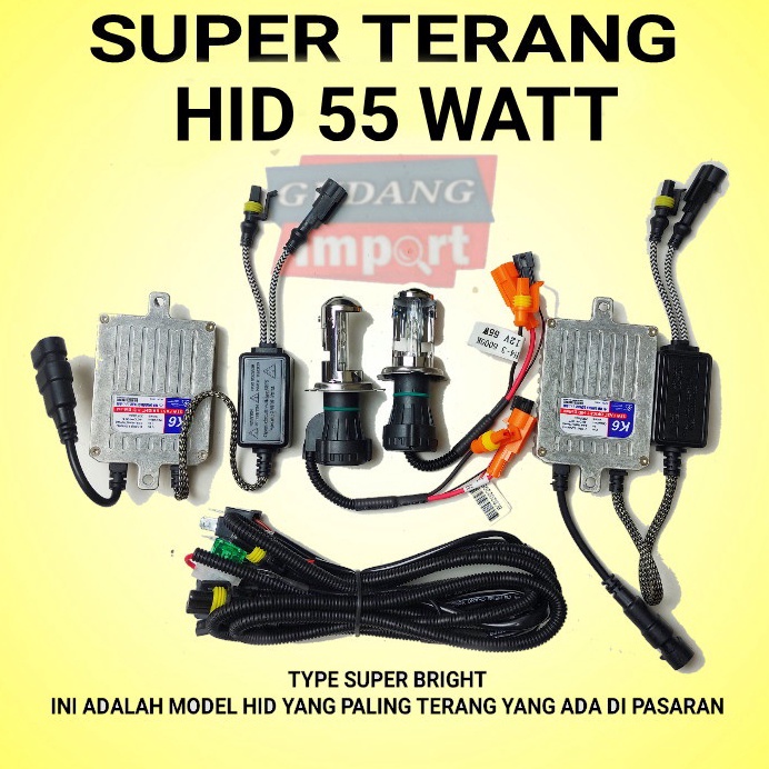 Paling Dicari.. LAMPU HID MOBIL 55 WATT H4 H11 H1 H16 SUPER TERANG