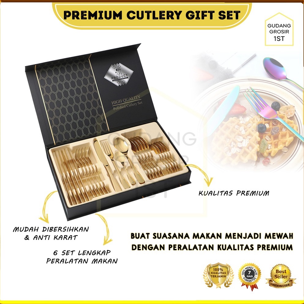 READY. Premium Sendok Garpu Pisau Set Stainless Steel / Set Sendok  / Premium Cutlery Gift Set