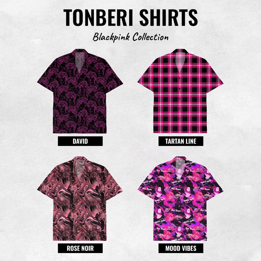 LANGSUNG ATC. TONBERI Kemeja Hawai Fullprint Koleksi BlackPink size M-XXXL