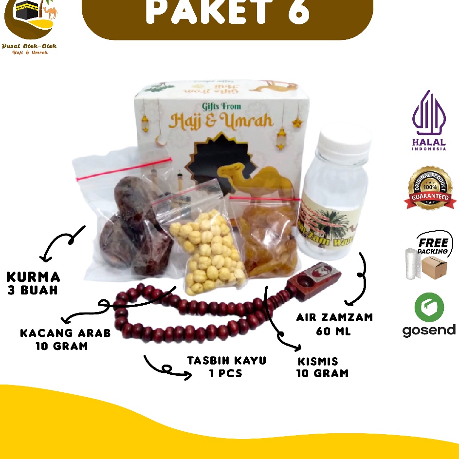 

シ XIII 10643 Paket 6 oleh oleh haji dan umroh air zamzam ori + Tasbih kayu >D2289) ⭐⭐⭐⭐⭐ ♛