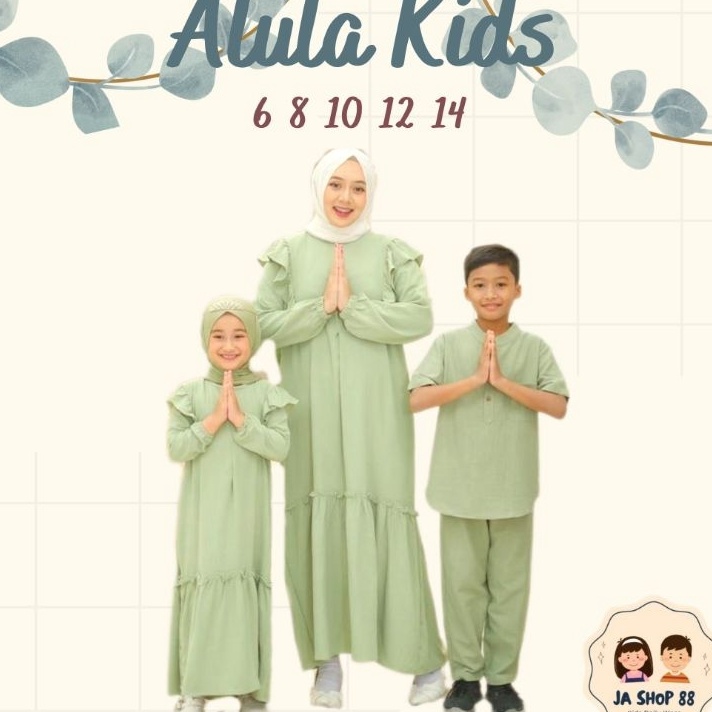 Terjamin  GAMIS COUPLE IBU DAN ANAK CEWEK COWOK HIJAU SAGE MINT RAYON KRINGKEL KOKO ANAK LAKI WARNA 