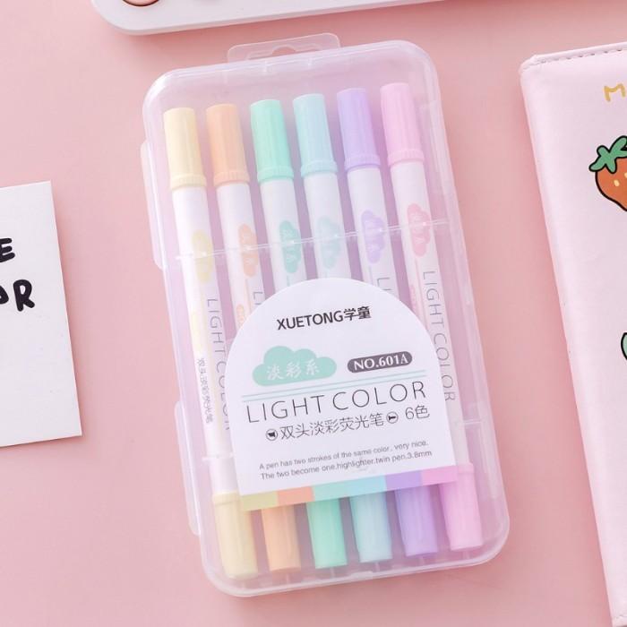 

JOY 6 COLORS DOUBLE HEAD HIGHLIGHTER FLUORESCENT MARKERS DRAWING PEN S