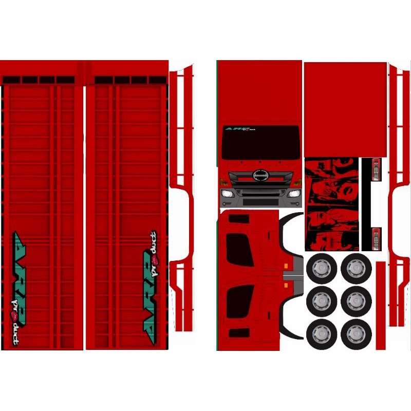 POLA STIKER MINIATUR TRUK PANJANG 55CM TRONTON/SETIKER TRUK MURAH COD