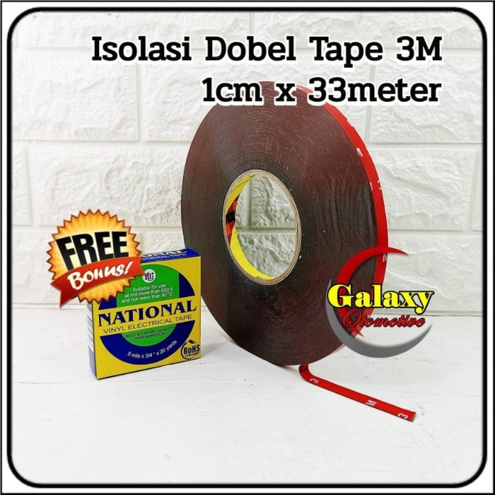 

Double Tape / Isolasi Bolak Balik 3M Merah 1cm / 30meter