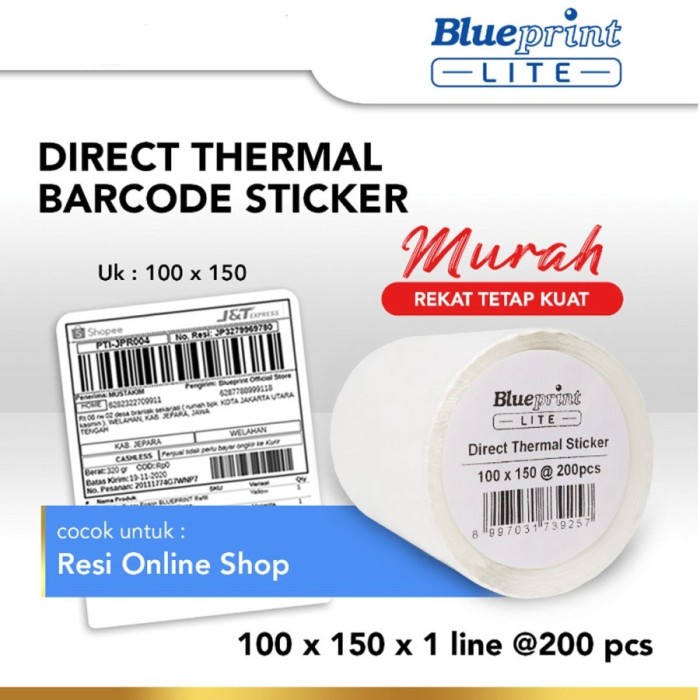 

Thermal Sticker Label 100x150 BluePrint 200pcs Label 100x150 500pcs