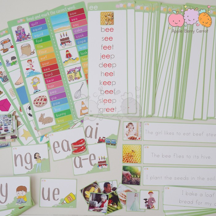 Vowel Blend & Consonant Digraph - Worksheet - Green Series Montessori