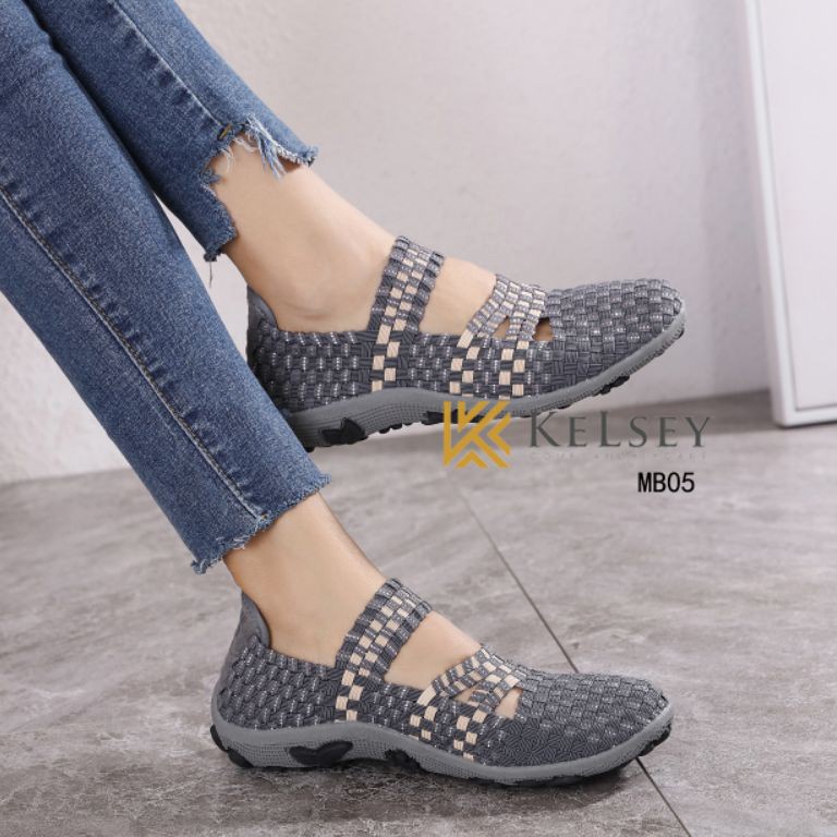 Best Seller (GRATIS ALAS KAKI) Kelsey Sepatu Rajut Wanita / Sepatu Flat Rajut Wanita MB05