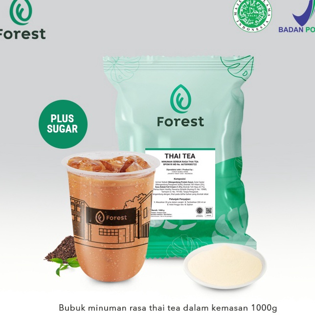 

➩↓✮≛ Bubuk Minuman Rasa THAI TEA 1000g PLUS GULA - Forest Bubble Drink Ready stock