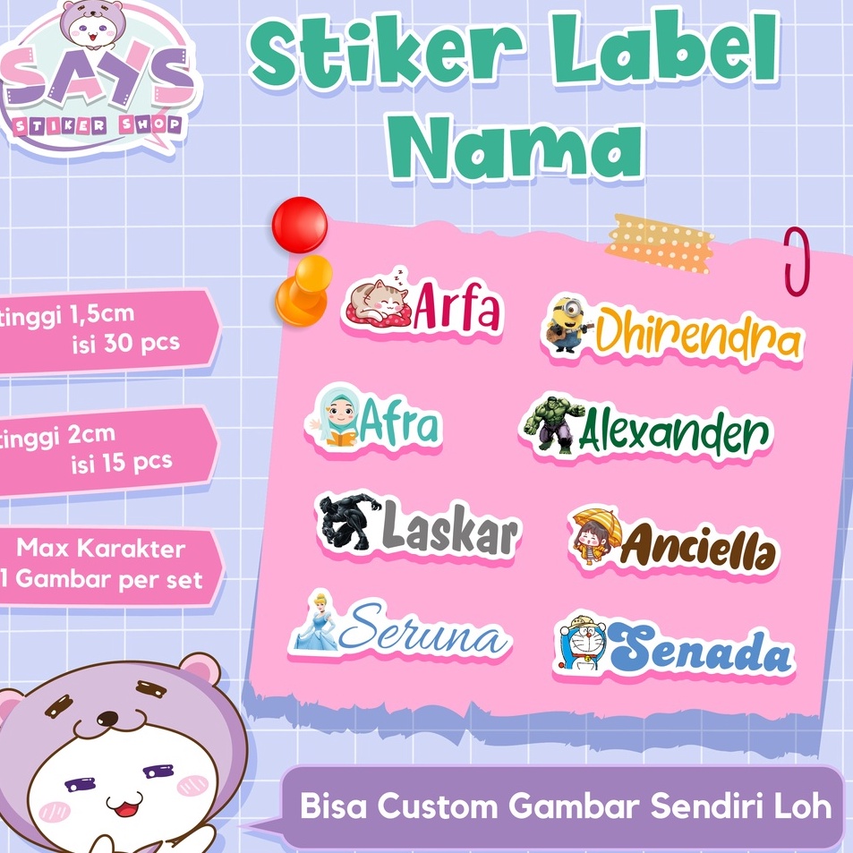 

WGZP0711 Diskon !! Stiker Label Nama Anak Custom Waterproof Murah
