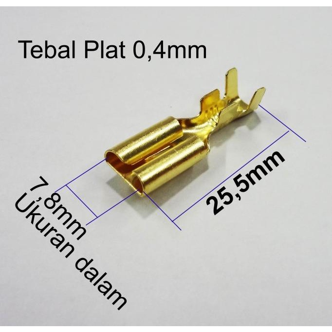 @#@#@#] Skun Kabel Female Gepeng 9 x 25,5mm. Diameter dalam 7,8mm. Tebal 0,4mm