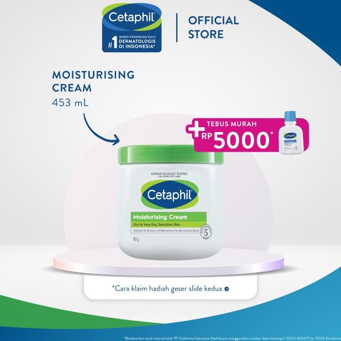 Cetaphil Moisturizing Cream 453g Krim Pelembab Wajah & Kulit untuk Segala Jenis Kulit