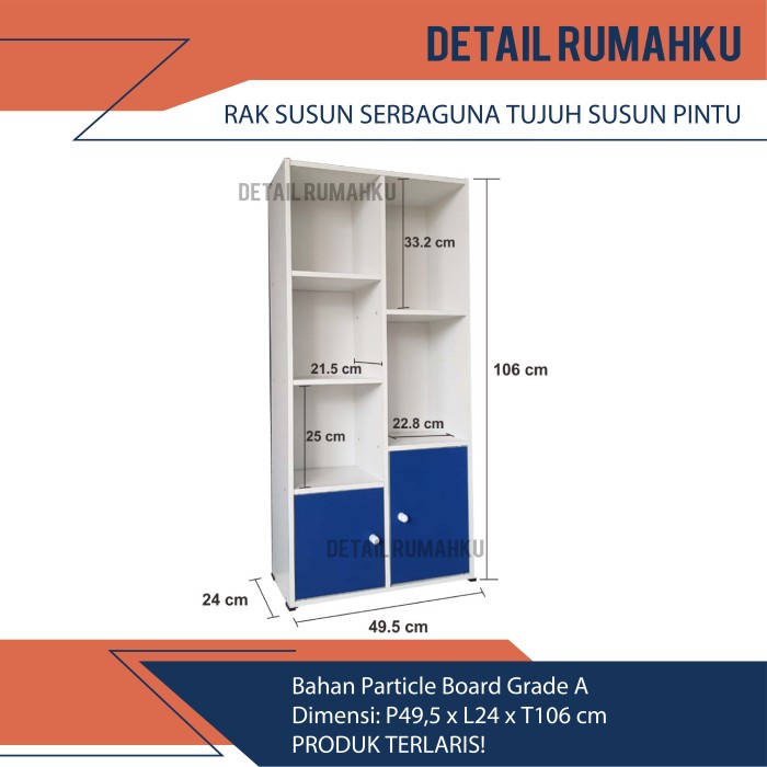 Rak Buku Serbaguna Susun 7 Kayu/Rak Helm/Lemari Filling Pintu Termurah