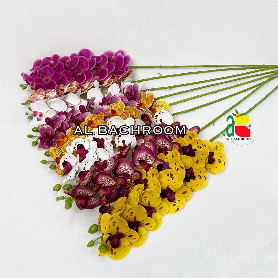 Grosir B8087 BUNGA ARTIFICIAL ANGGREK BULAN LATEX K11 TINGGI 80CM BUNGA ANGGREK PLASTIK DEKORASI RUM