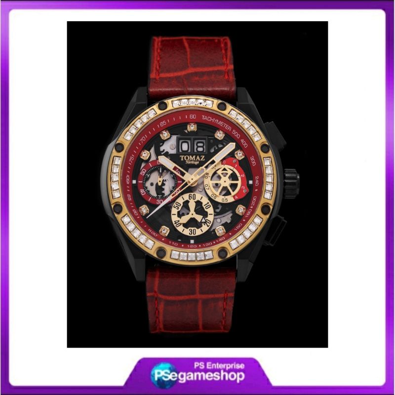 TOMAZ – RAWR III TW024E-D3 (Black/Red) with White Swarovski (Red Bamboo Leather Strap)