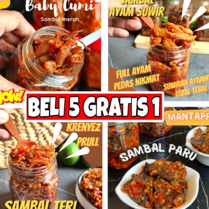 

Ready "PREMIUM" Sambal Lauk Cumi, Paru, Cakalang, Roa Asap, Ayam Suwir, Teri Medan, Kecombrang, Pete, Jengkol, Kikil, Bawang, Terasi, Usus Terlaris